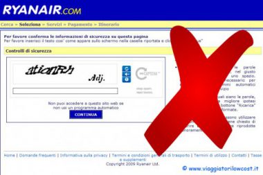 Ryanair elimina codici captcha